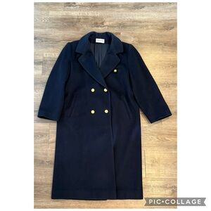 Forecaster of Boston Navy Wool Trench Coat Size L